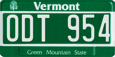 VT license plate ODT954