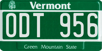 VT license plate ODT956