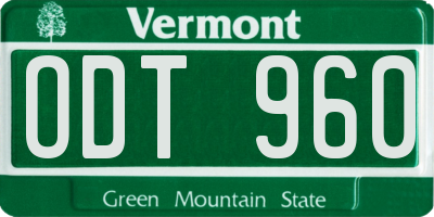 VT license plate ODT960