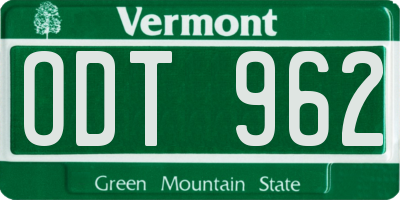 VT license plate ODT962