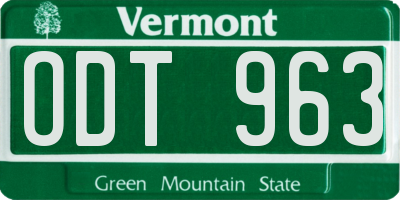 VT license plate ODT963