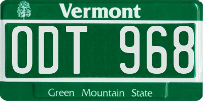 VT license plate ODT968
