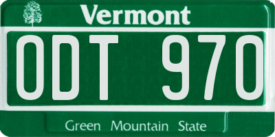 VT license plate ODT970