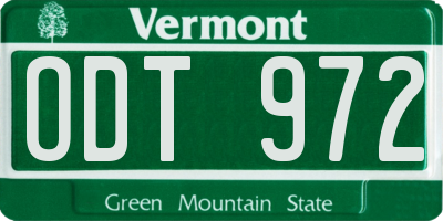 VT license plate ODT972