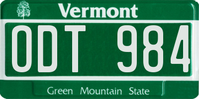 VT license plate ODT984