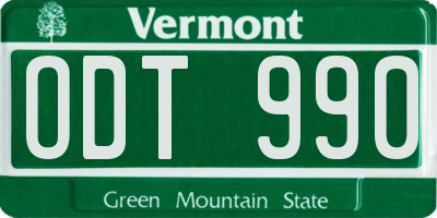 VT license plate ODT990