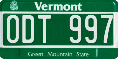 VT license plate ODT997