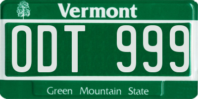 VT license plate ODT999