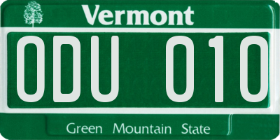VT license plate ODU010