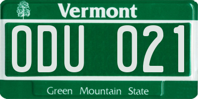 VT license plate ODU021