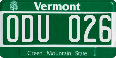 VT license plate ODU026