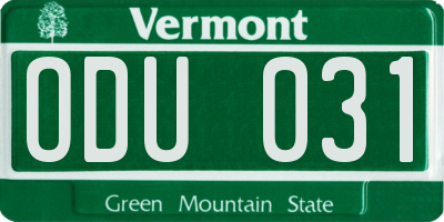 VT license plate ODU031