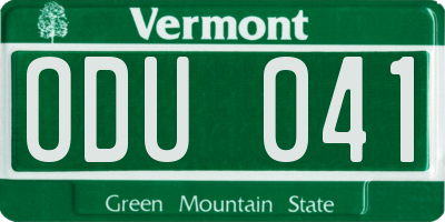 VT license plate ODU041