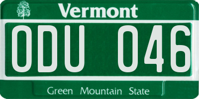 VT license plate ODU046