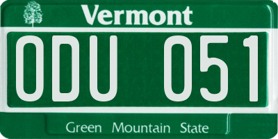 VT license plate ODU051