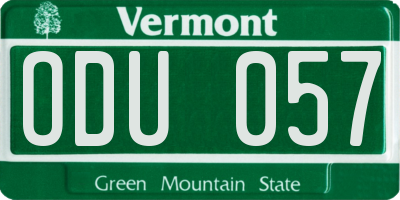 VT license plate ODU057
