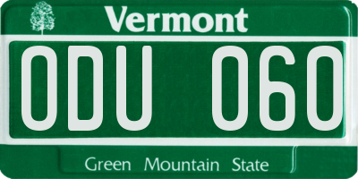 VT license plate ODU060