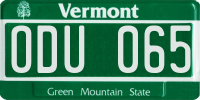 VT license plate ODU065