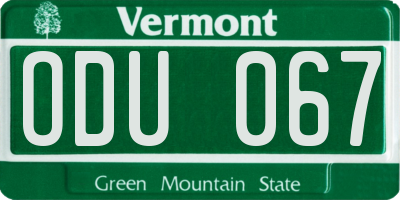 VT license plate ODU067