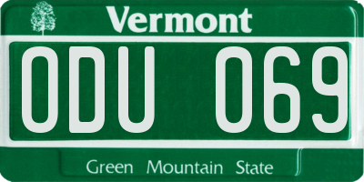 VT license plate ODU069