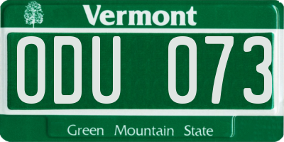 VT license plate ODU073