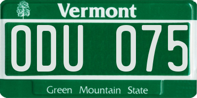 VT license plate ODU075