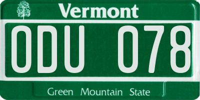 VT license plate ODU078