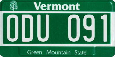 VT license plate ODU091
