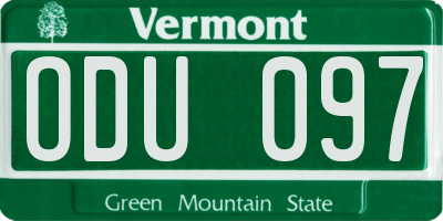 VT license plate ODU097