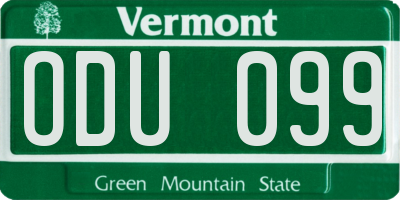 VT license plate ODU099