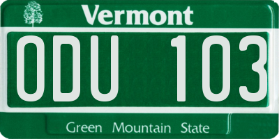 VT license plate ODU103