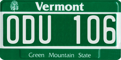 VT license plate ODU106