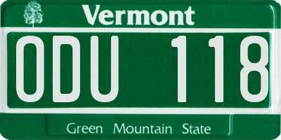 VT license plate ODU118