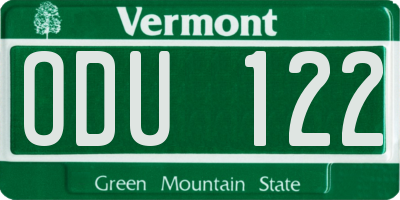 VT license plate ODU122