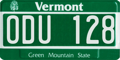 VT license plate ODU128