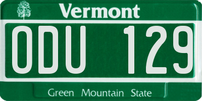 VT license plate ODU129