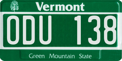 VT license plate ODU138