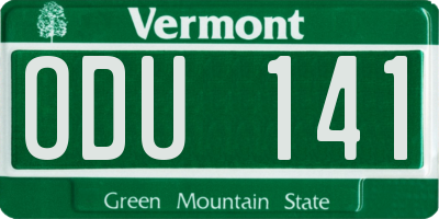 VT license plate ODU141