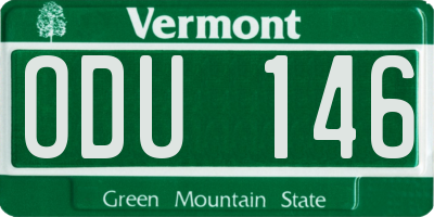 VT license plate ODU146