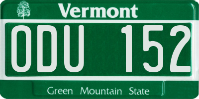 VT license plate ODU152