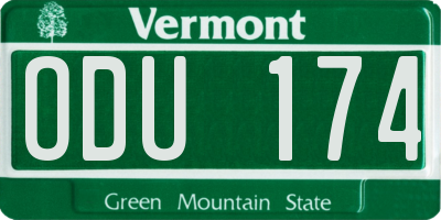 VT license plate ODU174