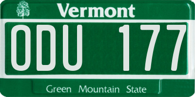 VT license plate ODU177