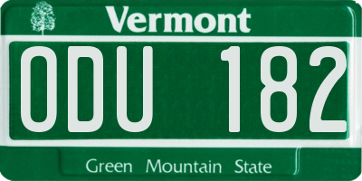 VT license plate ODU182