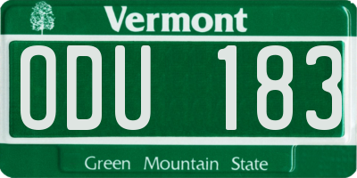VT license plate ODU183