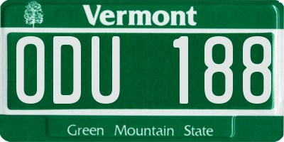VT license plate ODU188