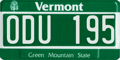 VT license plate ODU195