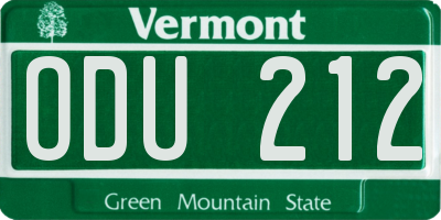 VT license plate ODU212