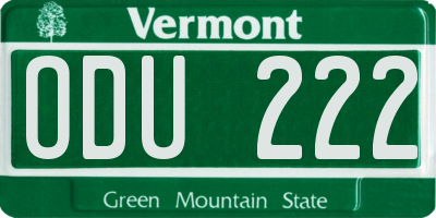 VT license plate ODU222