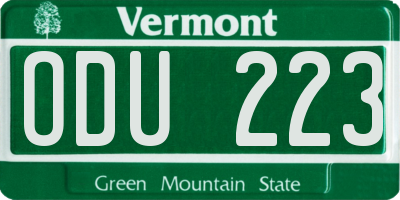 VT license plate ODU223