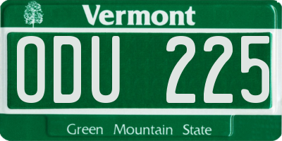 VT license plate ODU225